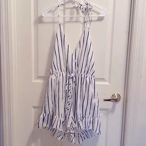 SHEIN white and black striped romper